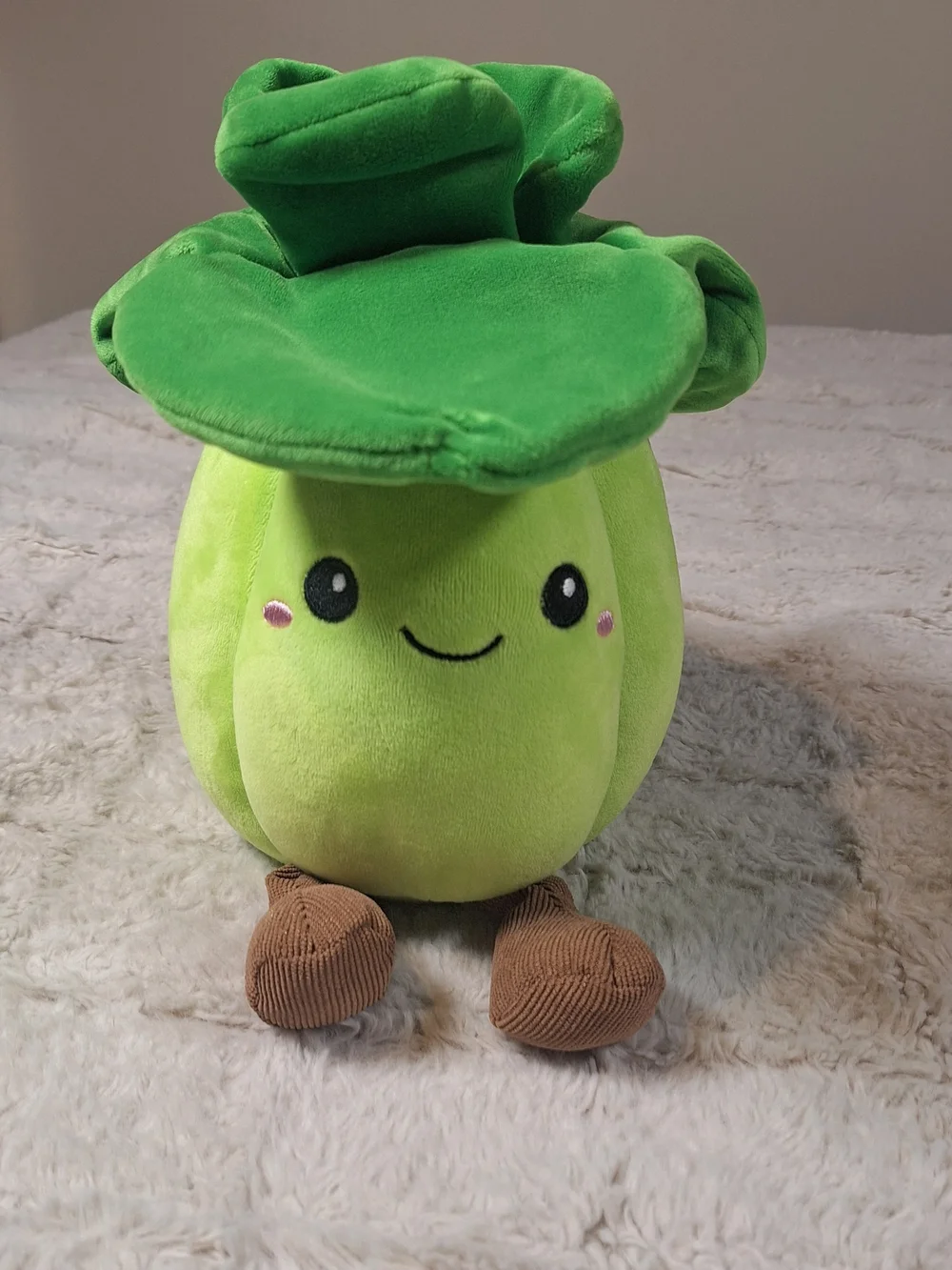 Green BOK CHOY Plush with Leaf Hat - Cute Kawaii Stuffed Animal